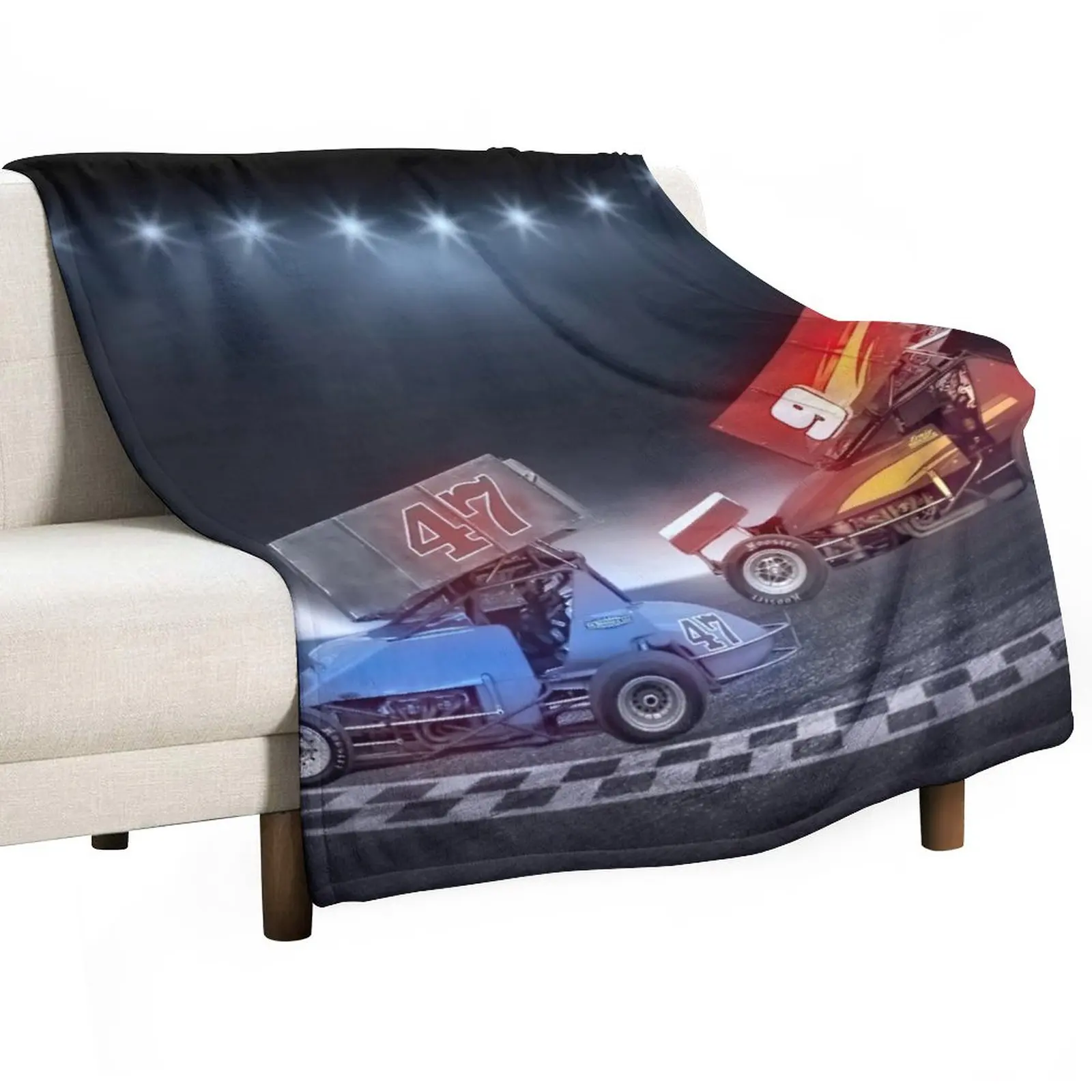 

Sprint race cars Throw Blanket fluffy blanket bed plaid
