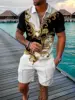 Men Zipper Collar Polo Shirt And Shorts 2pcs Sets Street T-shirt Piece Casual Sportswear Ropa Hombre 3D Vintage Man Clothing 1