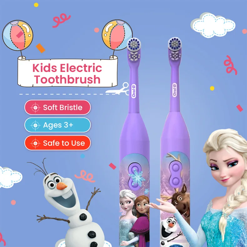 Oral B Children Electric Toothbrush Waterproof Battery Powered Brushes for for Kids Gum Care Soft Bristle Oral Health Aged 3+