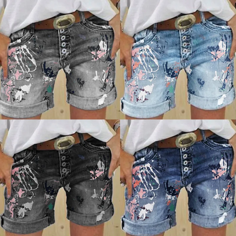 Fashion Women Low Rise Jeans Ripped Pockets Denim Shorts Minipants Hot Women's Clothing Vintage Streetwear Short Jeans Women