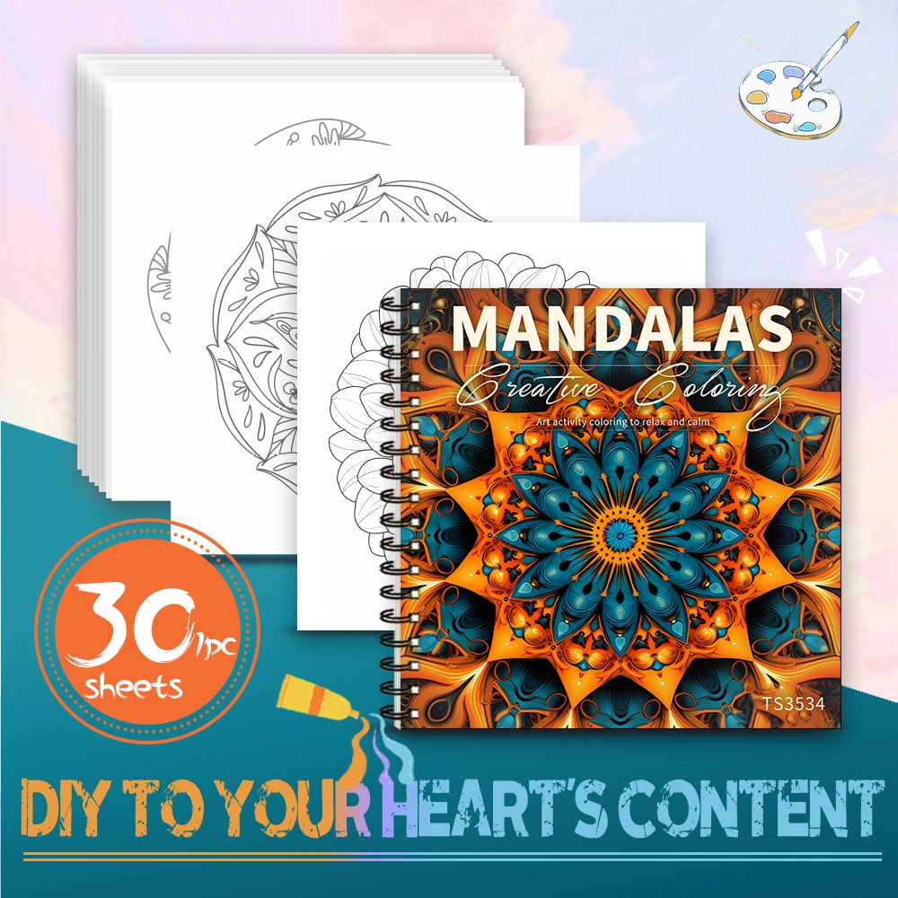 1pc, Floral Colouring Book - Teen Colouring Book - 30 Sheets, 8.3x 8.3 inches, Adult Stress Relief, Birthday, Holiday Party Gift 3