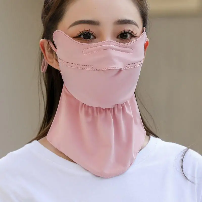 Ice Silk Mask Face Cover for Women Anti-UV Quick Drying Breathable Sunscreen Mask Bandana Hanging Ear Scarf