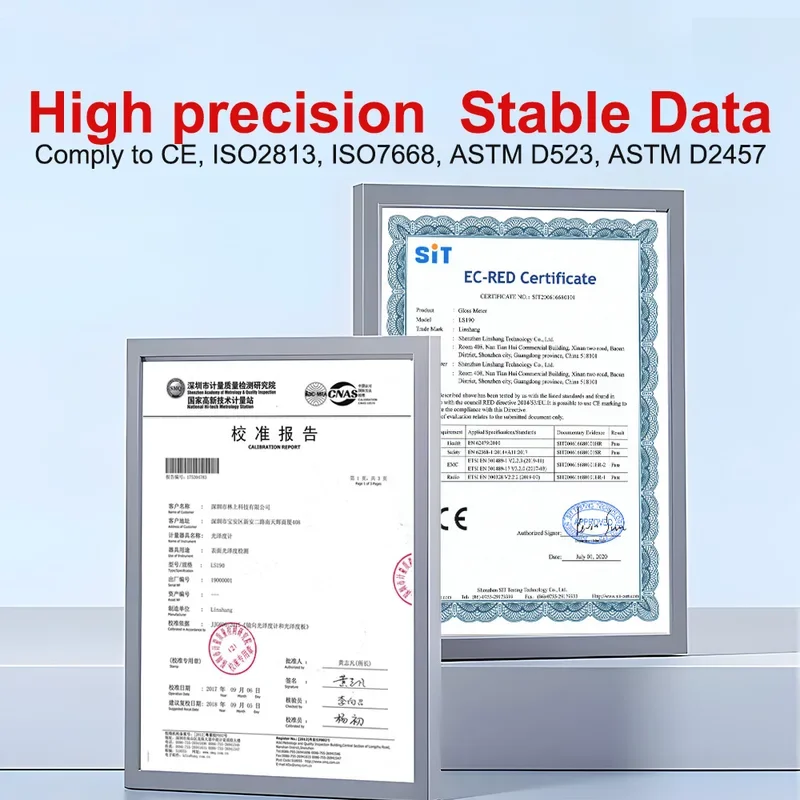 Gloss Meter Glossmeter Car Glossmetre LS190 60&deg; Universal Angle Design Easy Operation High Precision Rechargeable Software