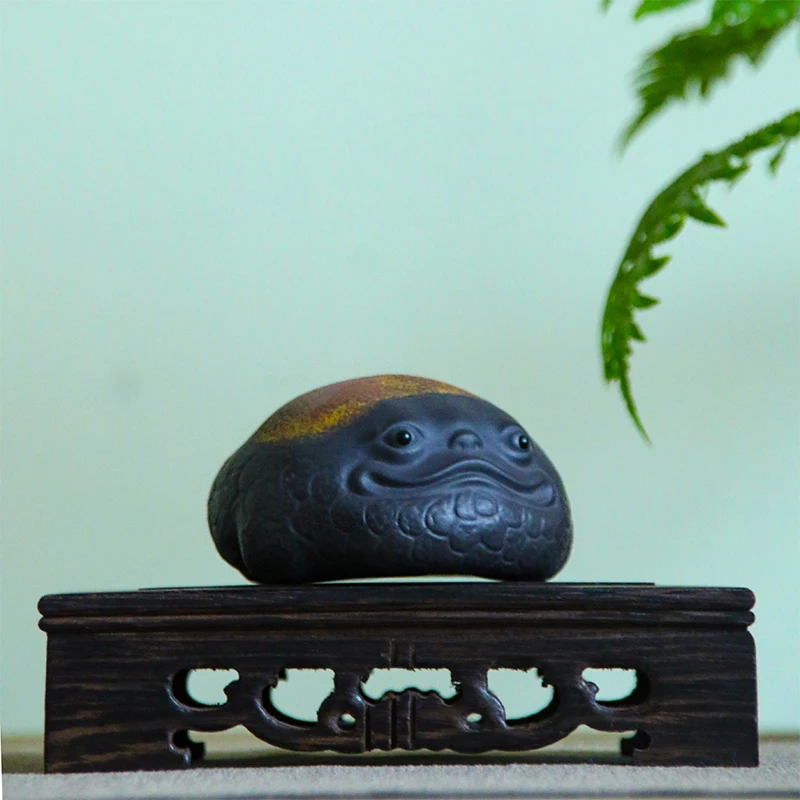 Purple sand golden toad tea pet Table Accessories Figurine Purple Clay Zen
