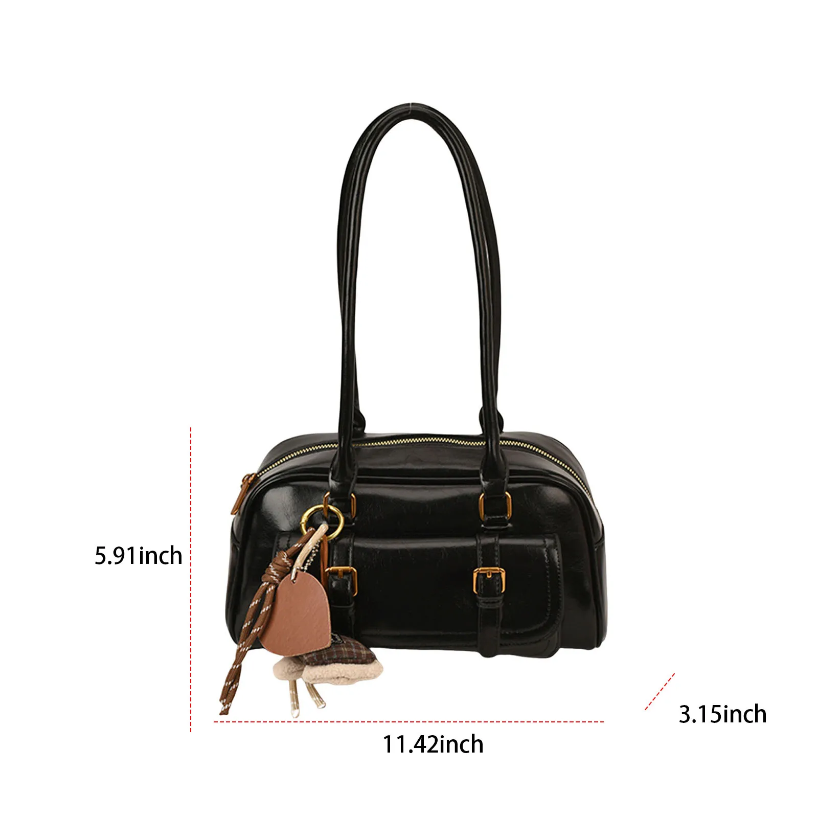Women PU Tote Bag with Zipper Underarm Bag Boston Bag Large Capacity for Travel Shopping Daily Use