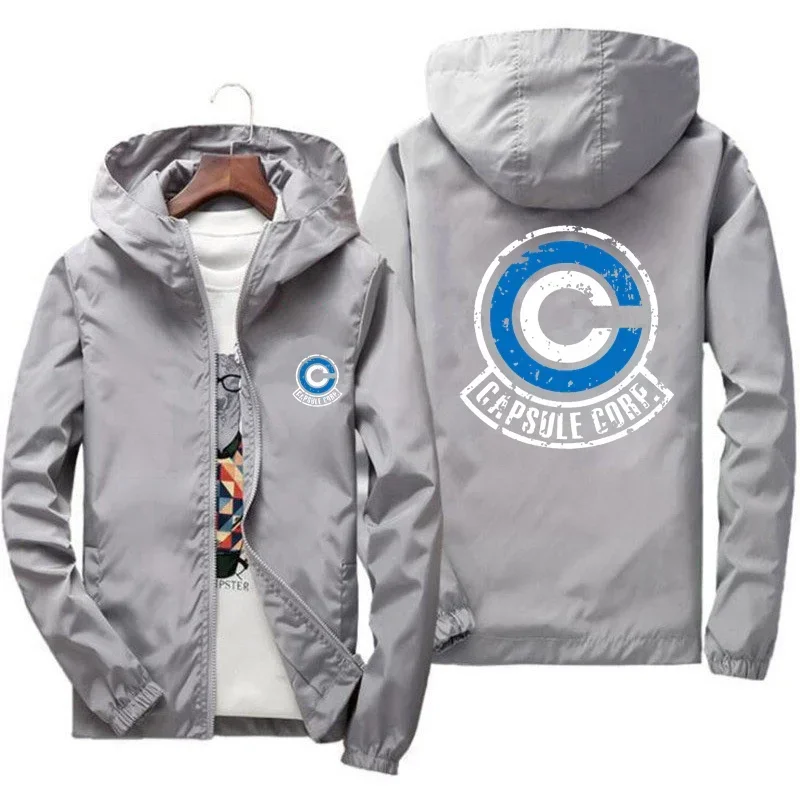 Anime Jacket Capsule Corp-Sudadera Capucha Hombre Manga Larga Abrigo Dynocaps