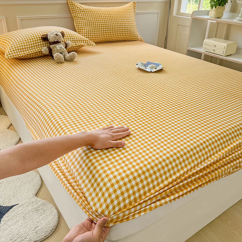 100% Polyester Fitted Sheet Stripe Style Bed Cover Skin-friendly Mattress Cover Sabanas Adults Kids Bed Sheets (No Pillowcase) 6
