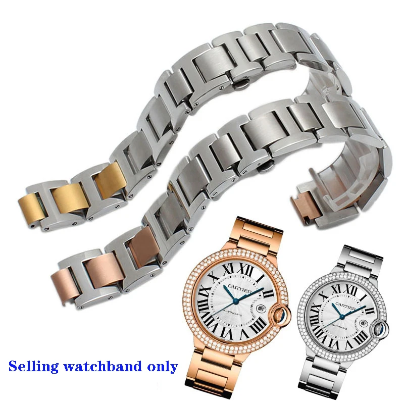 

Stainless Steel Watch Strap for Cartier Blue Balloon Hand Men Women Steel Belt Raised Mouth Watchband 14mm 16mm 18mm 20mm 22mm