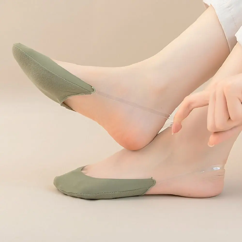여성용 부드러운 코튼 하이힐 양말, 뒤꿈치 없는 패션, 미끄럼 방지 보이지 않는 양말, 하프 팜 통기성 보트 양말, 5 켤레