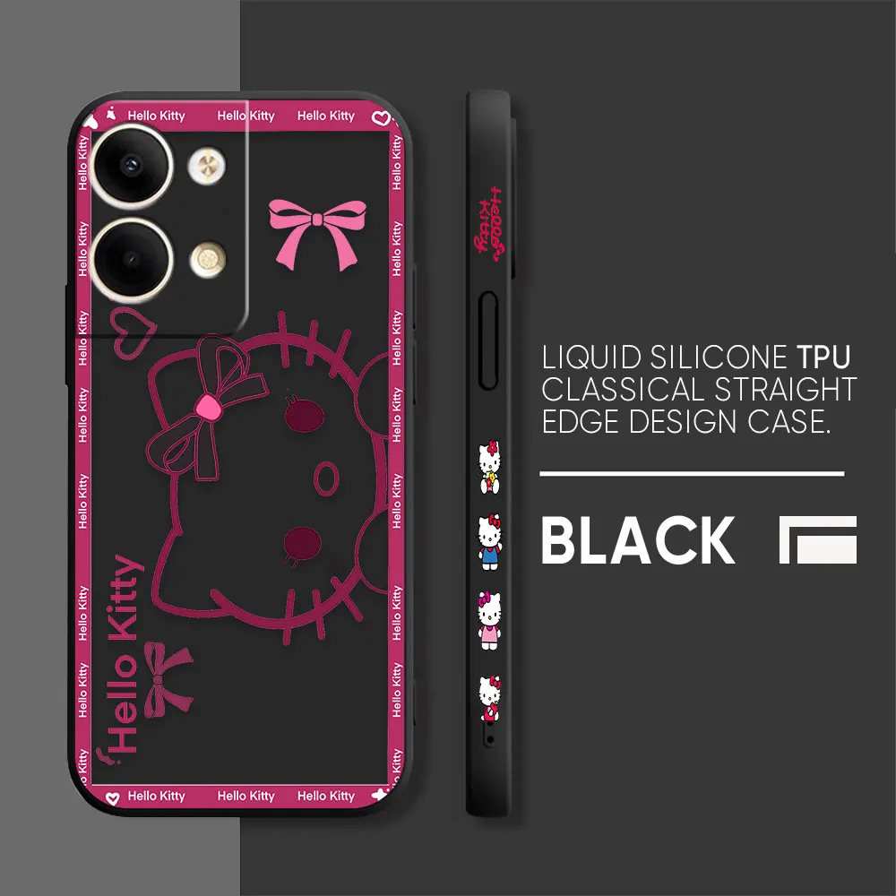 thumbnail image 1 of Case For OPPO RENO 10 8 8T 7 6 5 4 3 LITE 5G PRO PLUS Colour Simple Liquid Silicone Case Cover Funda Pink Hello K-Kitty, 1 of 5
