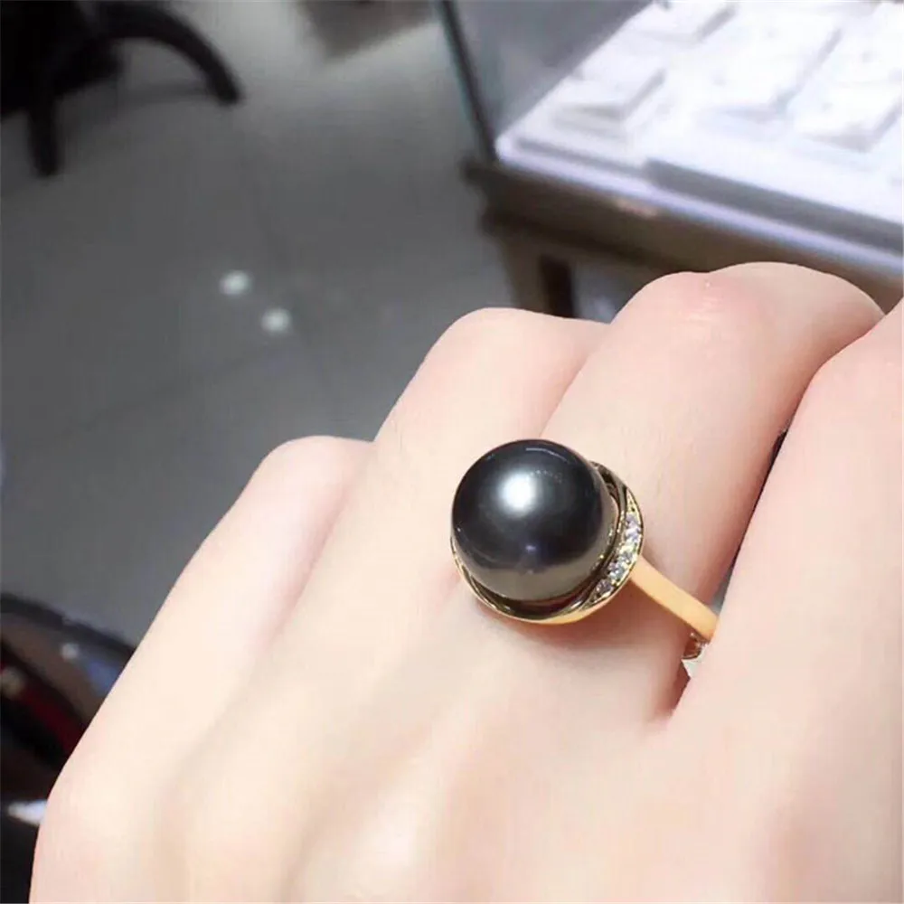 

DIY pearl accessories S925 silver adjustable pearl jade ring set with exquisite 8-10mm beads
