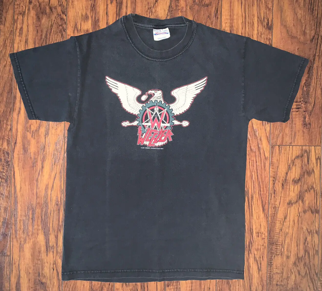 Vintage 2001 Weezer Geektanic Shirt Cinder Block Slayer Parody Double Sided Sz S