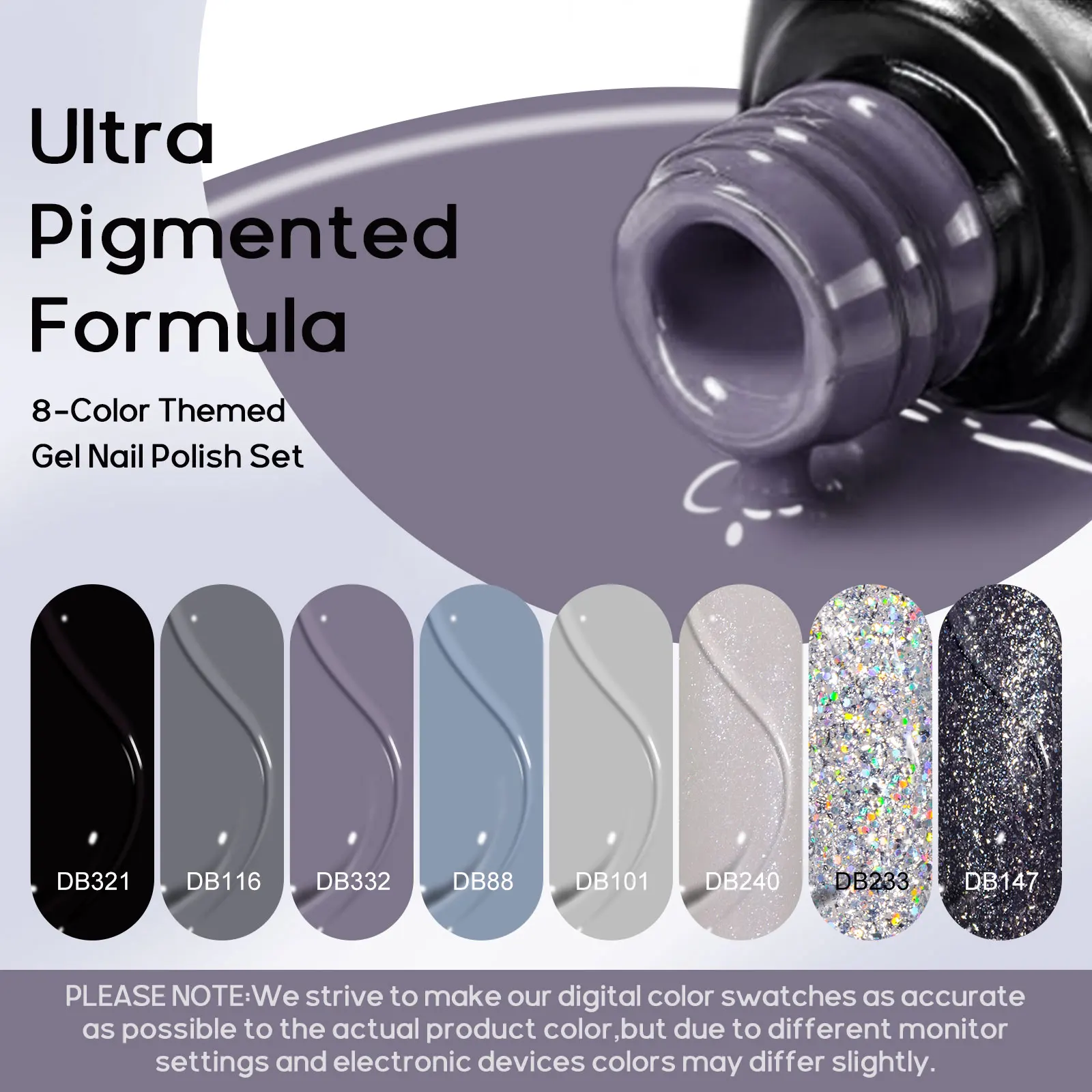 6PCS/Set Colorful Gorgeous Gel Nail Polish Kit Autumn Series Sparkling Shinning Manicure Soak Off Black White Nails Art Varnish 5