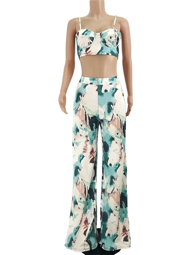 Wmstar Women 2 Piece Set Summer Holiday Sleeveless Bra and High Waist Pants Sets Trouser Casual Suit Wholesale Dropshipping 2024