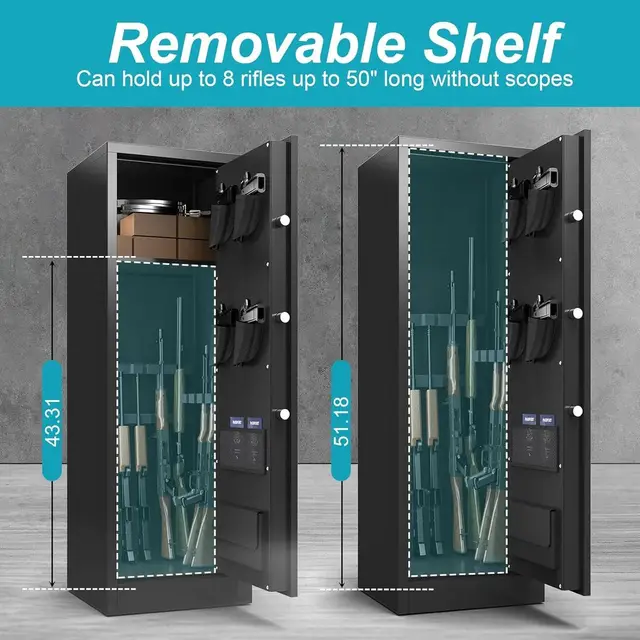 Large Home Gun Safe for Rifles, Pistols, and Shotguns with Quick Access Digital Lock, Adjustable Shelves, and Handgun Compartmen 4