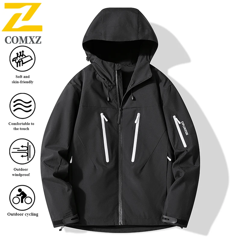 COMXZ Lightweight Waterproof Windbreaker Jacket for Camping Hiking Travel, Breathable Outdoor Windproof Raincoat Thin Coat