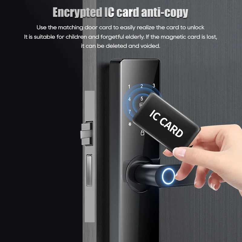 Tuya Wifi Digital Electronic Smart Door Lock Fingerprint Smart Card Password Key Unlock Advanced Security Convenience
