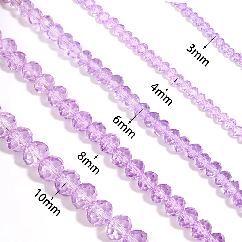 1줄/묶음 3/4/6/8/10mm 퍼플 크리스탈 비즈, 각진 유리 비즈, 느슨한 스페이서 비즈, 쥬얼리 제작 DIY 목걸이 팔찌용