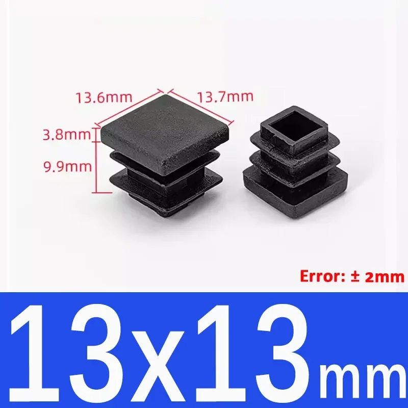 Black Square Plastic End Caps for Table or Chair Feet Protection