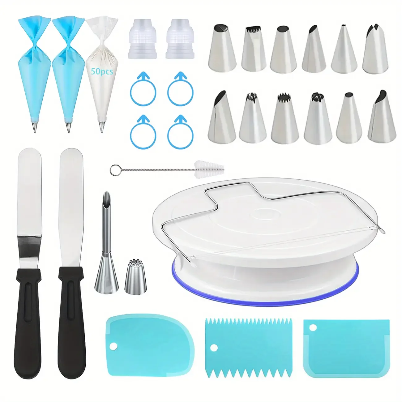 80PCS Cake Decorating Set – Turntable, Piping Tips, Scrapers & DIY Baking Tools 2