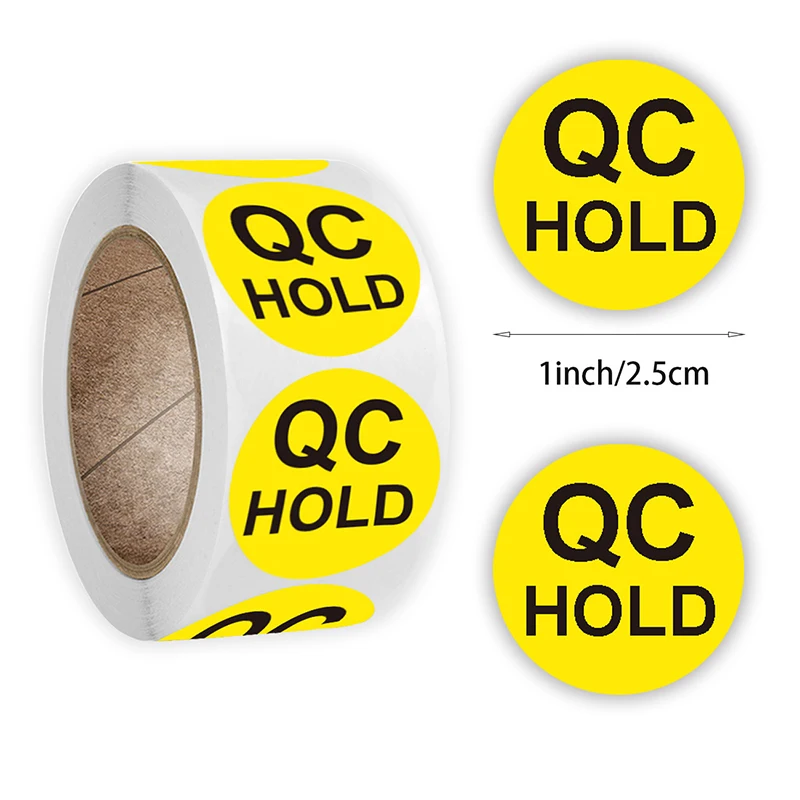 500 szt./rolka naklejki jakości QC 2.5cm/1 cal kolorowy okrągły produkt etykieta samoprzylepna kontrolny dla biznesu QC PASS/QC HOLD