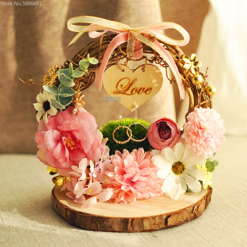 Cuscino Porta Anelli Matrimonio LOVELY Hearts – Bianco 21x21 Cm Con Cuori Di Perline E Paillettes, Fiocco In Raso