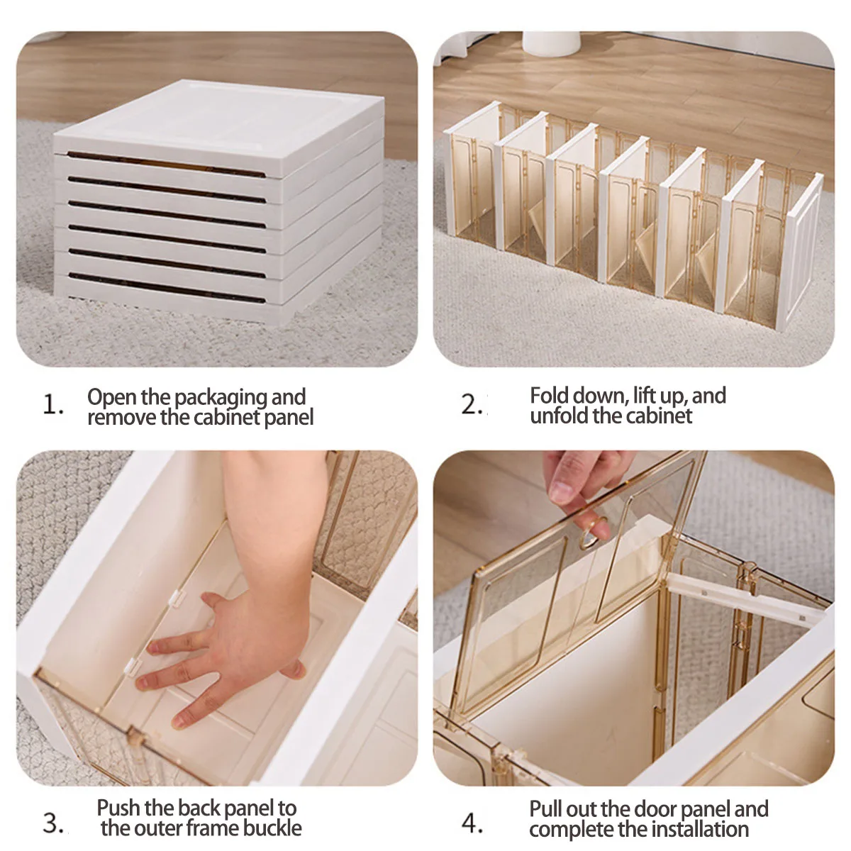 1PC Space-Saving Foldable Shoe Organizer-Transparent Plastic Storage Box for Shoes & Accessories, No Assembly Required