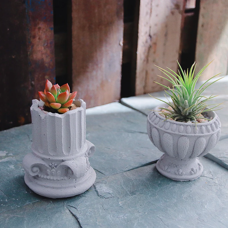 

Creative Roman Mini Flowerpot Concrete Planter Silicone Mold Cement Candle Cup Succulent Plants Pot Plaster Craft Mould