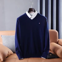 Warm Soft Wool Blended Pullover Men Sweater Cashmere Spring Autumn Jersey Hombre Jumper Pull Homme Hiver Knitted 1