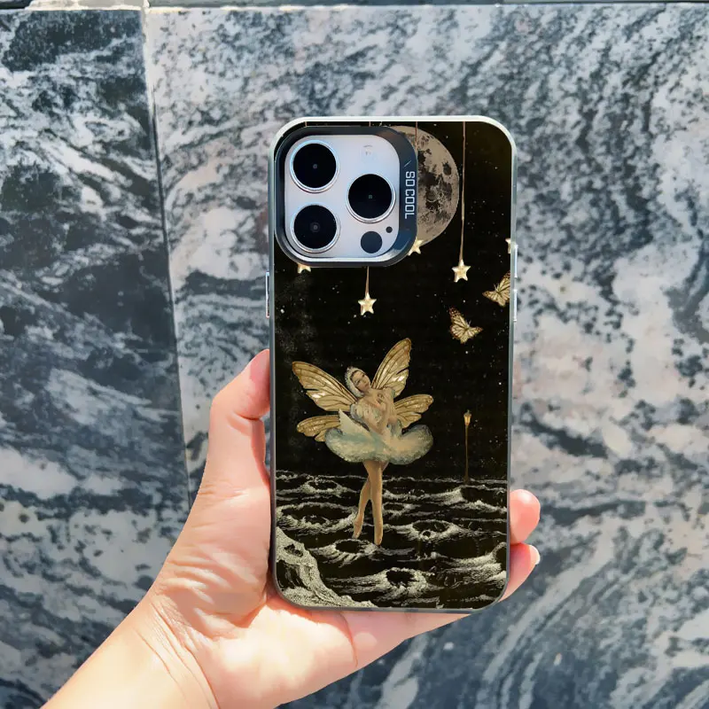 Retro Engel-Sternenkarte Handyhülle für iPhone 17 16 15 14 Plus 15 14 13 Mini 12 11 Pro Max Schutzhülle Laser-Stoßfeste Schale – Detail 9