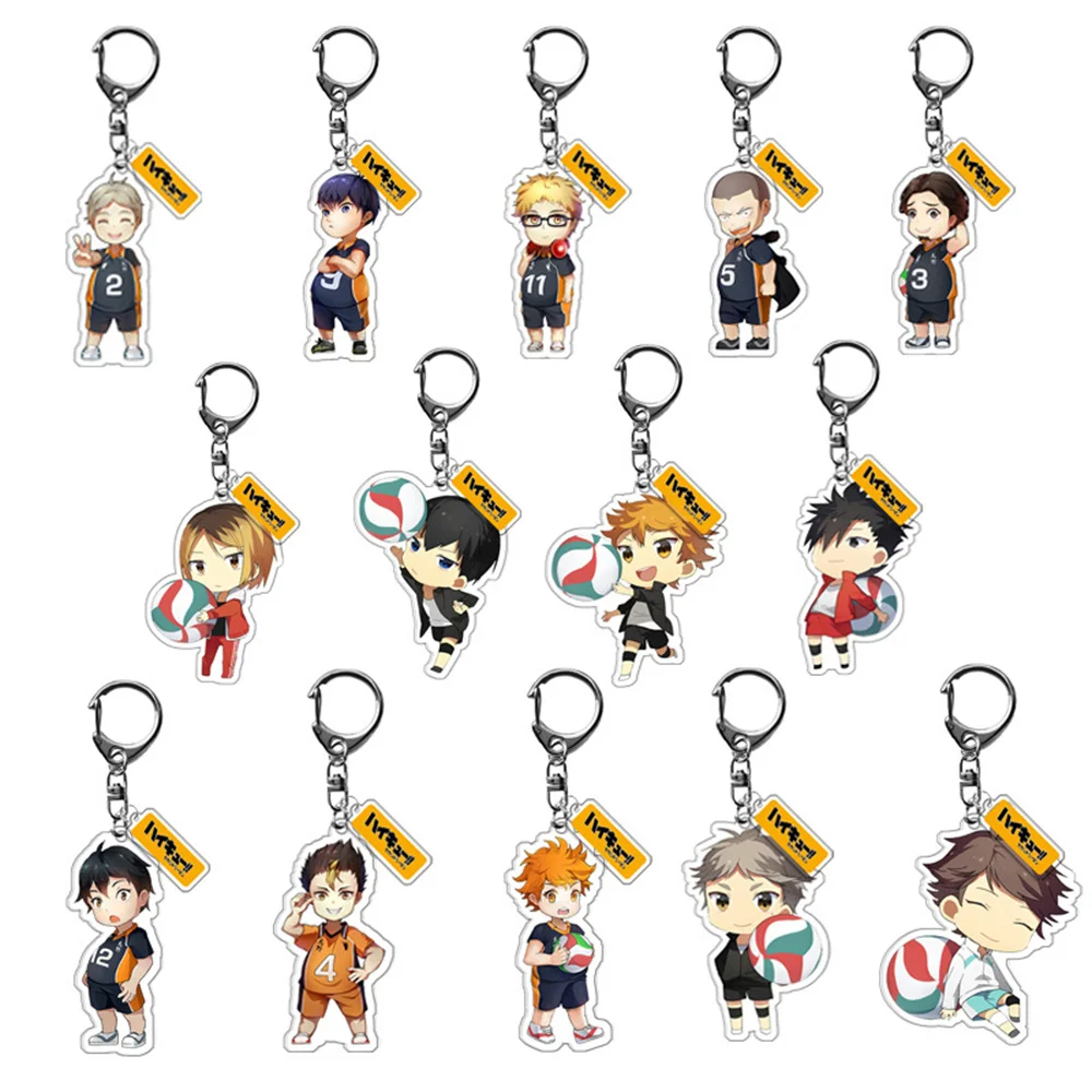 Anime Haikyuu!! Keychain Hinata Shoyo Kageyama Tobio Cosplay Acrylic Keychain Figure Keyring Charm Pendant Gift