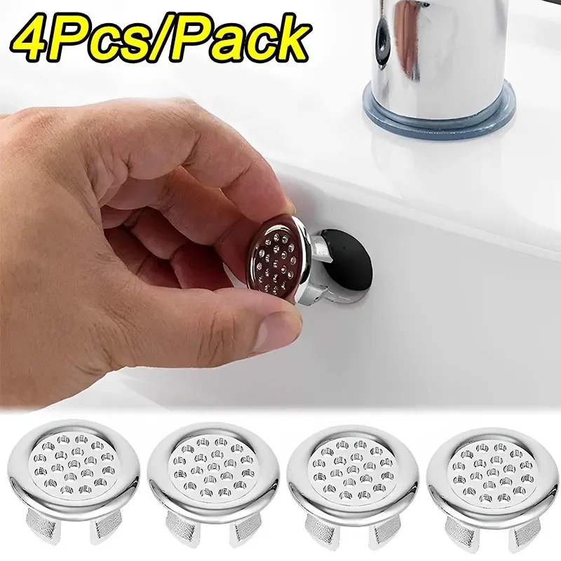 4Pcs Kitchen Bathroom Basin Circular Overflow Drain Cover Decoration Bathtub Sink Hole Overflow Hollow Washbasin Overflow Drain Cover