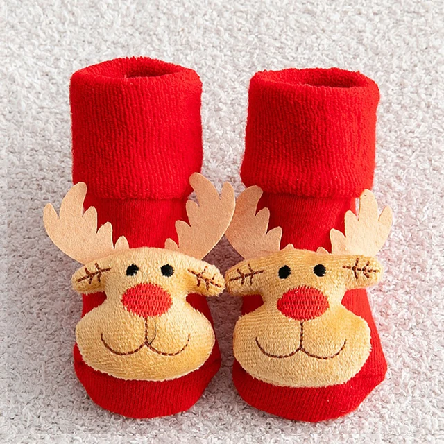 Kids Children's Socks for Girls Boys Non-slip Print Cotton Toddler Baby Christmas Socks for Newborns Infant Short Socks Clothing 3