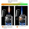 Creative Voice Controlled Ignition Gas Lighter Color Light Battery Display Open Fire Switching Jet Fire USB Electric Lighters 3
