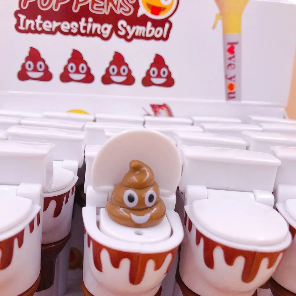 1Pc Cute Ball Pen Stationery Creative Funny Cartoon Pushable Toilet Poop Shit Stool Ballpoint Pen For School Home Office Supplie 6