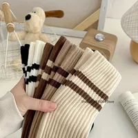 1/5 Pairs Women Autumn Winter Striped calf Socks Warmth Comfort Fashion College Jk Style Slimming High Tube Stacking Socks