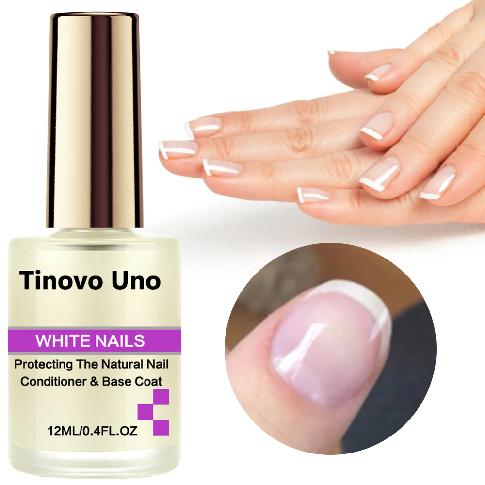 Nail Art Set, Nail Treatment, Nail Top Coat Tinovo Uno Whitener Nails Base Oil Top Coat Natural Nail Hardener 12ML Fast Dry Growth Protein Nail Art Treatment Manicure Care