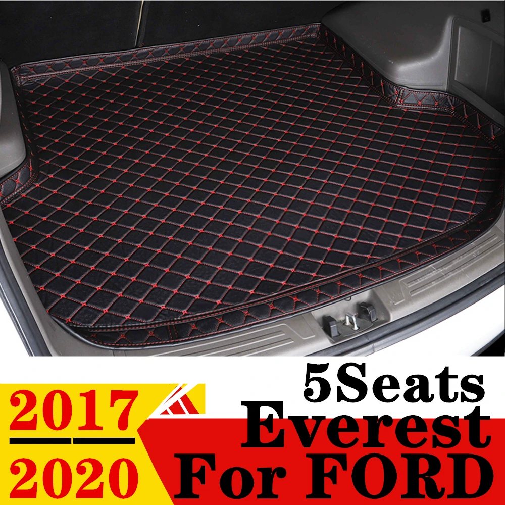

Высококачественный коврик для багажника автомобиля Ford Everest, 5 сидений, 2020, 2019, 2018, 2017, кожаный багажник XPE, поднос для багажника, Задняя подкладка для груза, часть