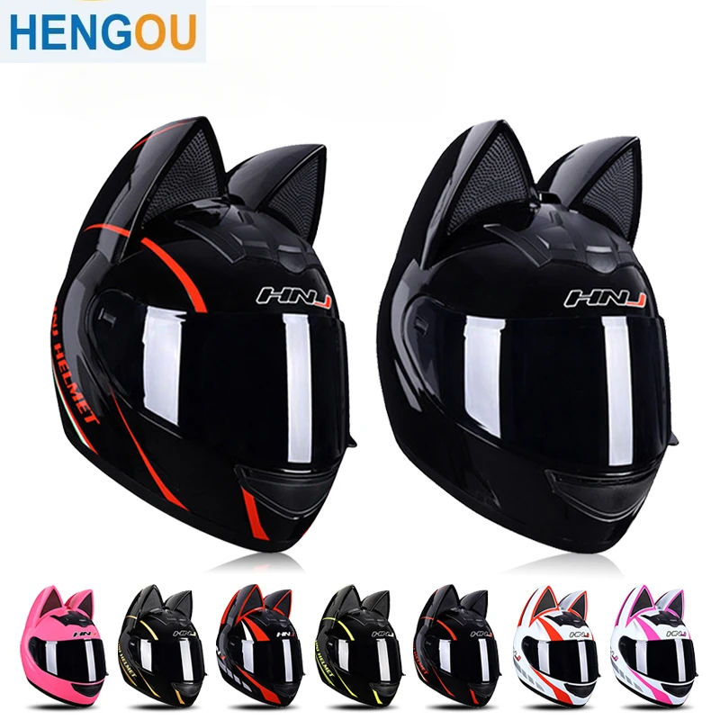 

Motorcycle Full Face Helmet Cat Ear Helmet Women Moto Ear Helmets Personality Motorbike Helmet Motocross Capacete Casque