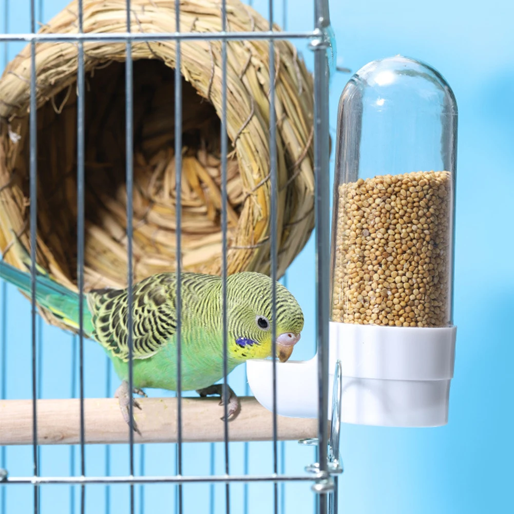 Automatic Bird Water Feeder & Dispenser - 2 Pack, 90ml Each, Hanging For Parrots, Budgies, Canaries (White & Blue)