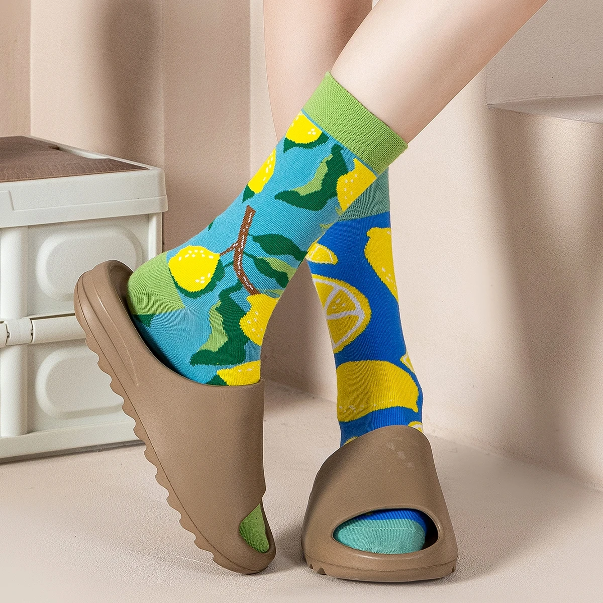 

Lemon Fruit AB Trendy Vintage High Cotton Short Girls Short Socks Home Gym Absorb Sweat Warm Ankle Socks Female Cool Stuff