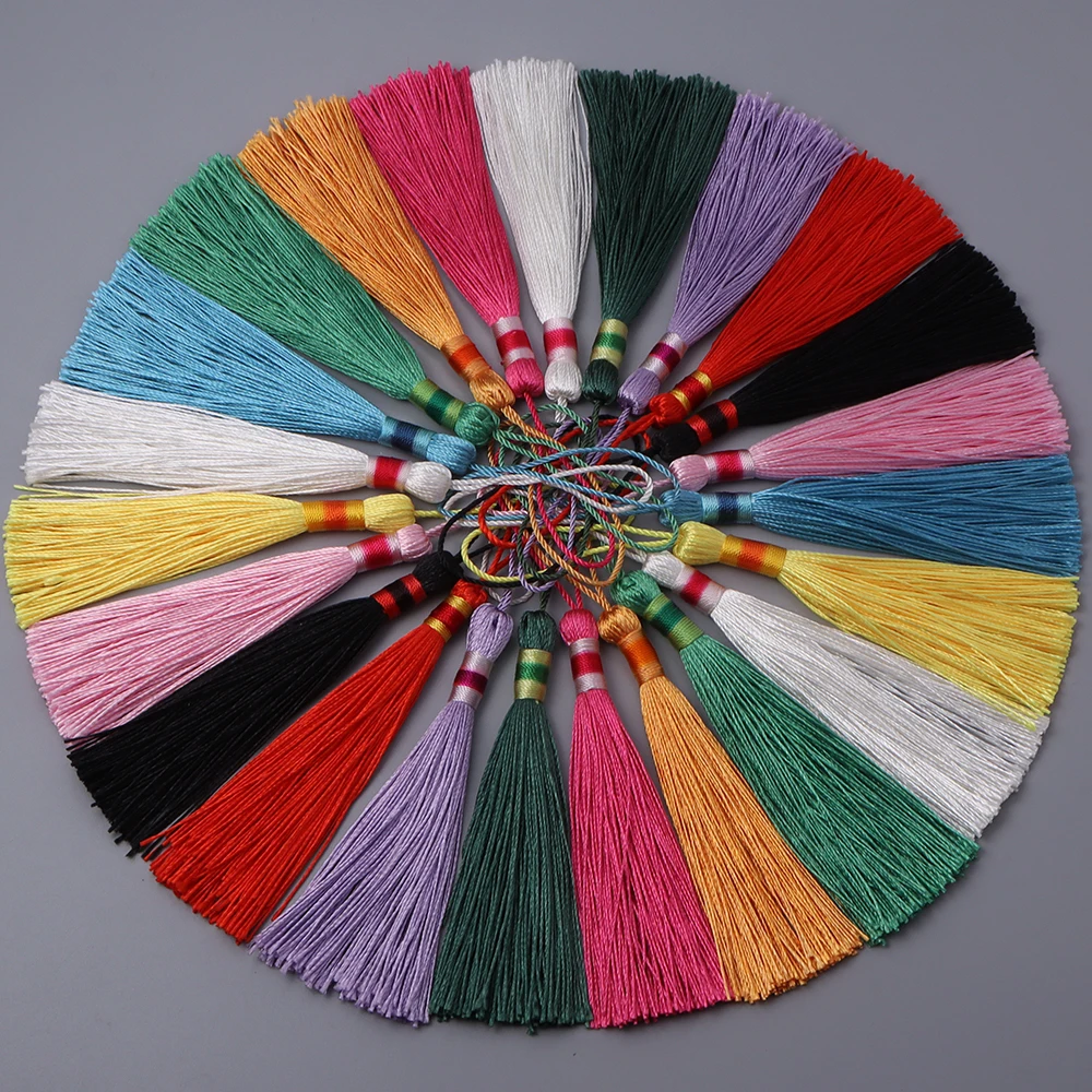 10pcs 14.5cm 폴리 에스터 실크 태슬 코드 브러쉬 북마크 만들기 공예품 참 펜던트 새틴 태슬 DIY 수제 재료 장식