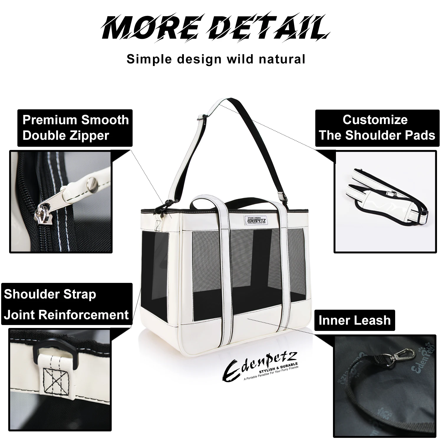 EDENPETZ Breathable Pet Dog Cat Carrier Mesh Leather Fashion Large Travel Puppy Kitty Carry Bag Shoulder Handbag