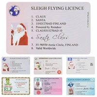 5/10pcs Creative Santa Claus Flight License  Christmas Eve Driving Licence for 2022 New Year Xmas Party Gift Decorations Navidad