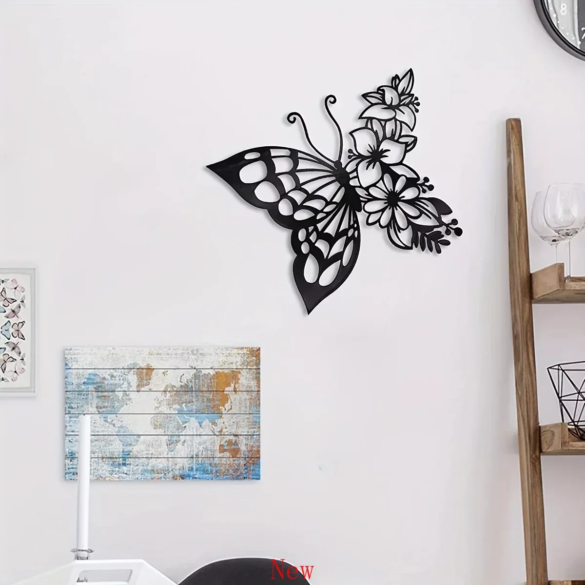 

Metal Home Art Elegant Butterfly Metal Wall Mounted Decor Modern Metal Wall Silhouette Easy Installation Home Decoration Bedroom