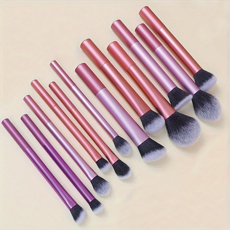 12-Piece Professional Makeup Brush Set with Versatile Application Tools