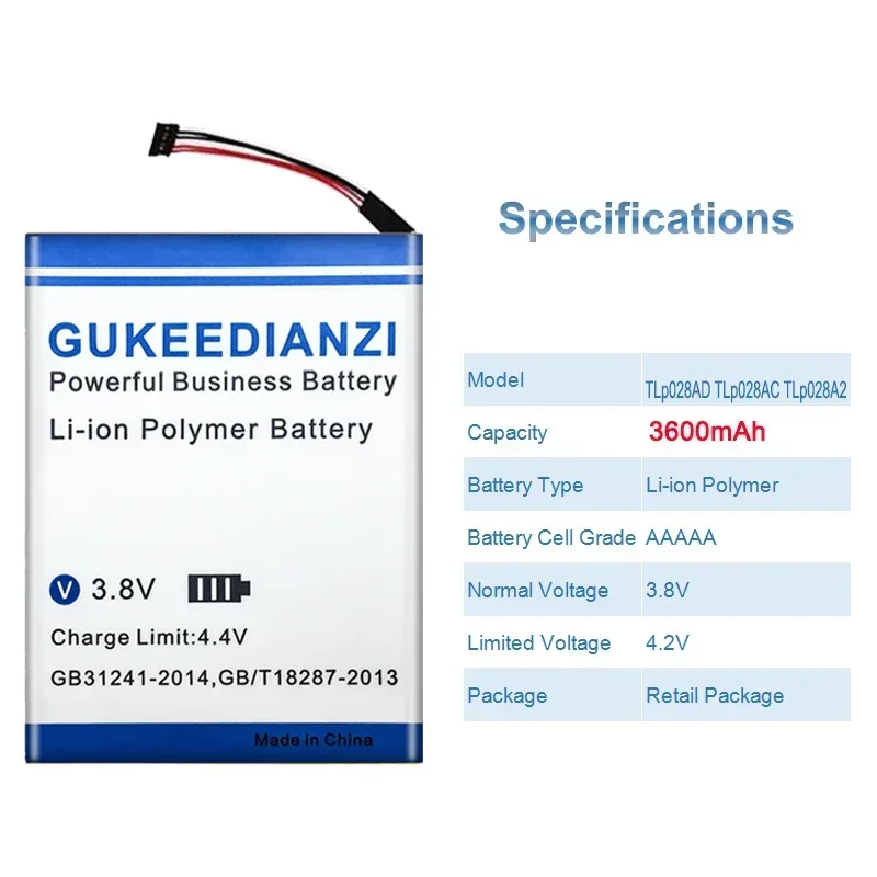 Durable 3600mAh Tablet Battery for Alcatel One Touch Pixi 3 (7) LTE / Pixi 3 7.0 4G, TLp028AD TLp028AC TLp028A2