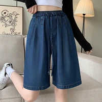 Spring Summer Tencel Cowboy Thin Women's Half Pants 2025 New High Waist Lace-up Casual Loose Wide Leg Short for Womens - Image 3