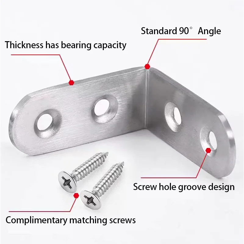 2pcs Stainless Steel Corner Code Table And Chair Wooden Board Fixed Support Connector Furniture Accessories Hardware