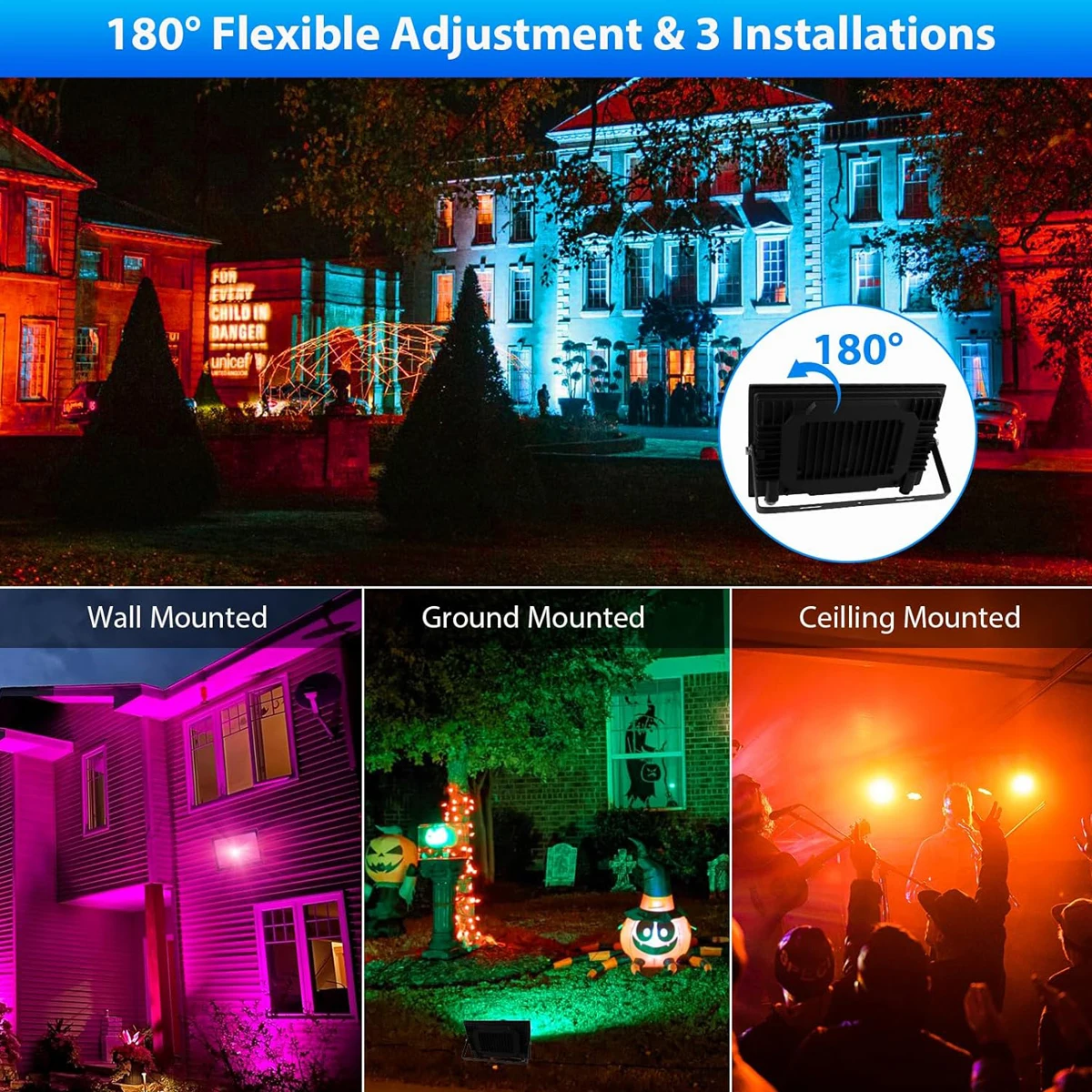1/2 PCS Ultra-thin 50W LED Flood Light With Remote Control Floodlight Spotlight IP65 Waterproof Outdoor Garden Lamp Wall Light